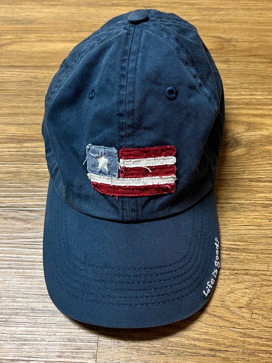 Life Is Good Other - Life is Good Navy Baseball Cap Hat Distressed American Flag Patch Adjustable
